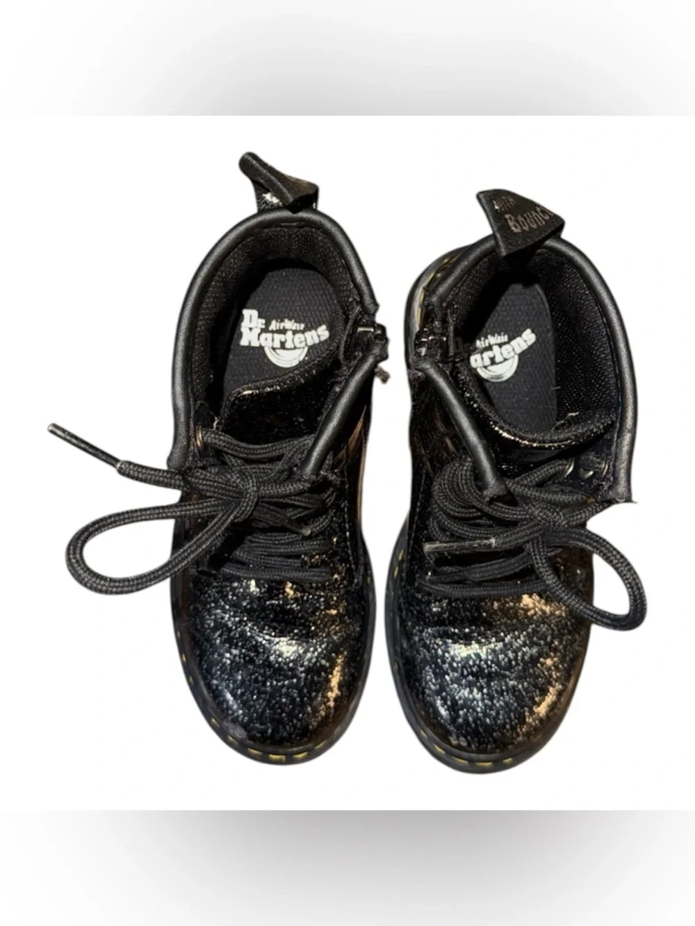 Dr. Martens 1460 Cosmic Glitter Black Lace-Up Boots Side Zip Kids Size 11